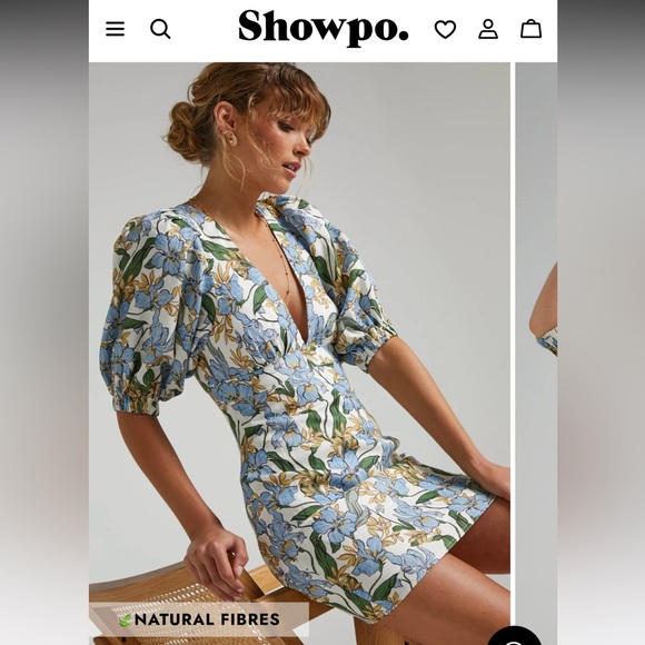 Linen Puff Sleeve Mini Dress - Picture 2 of 3